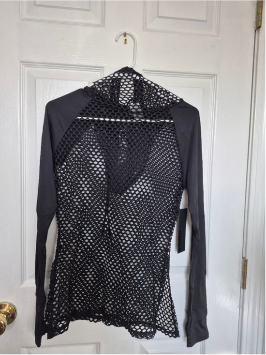 Mono B Tops - Women's Mono B Black Long Sleeve Mesh Top S